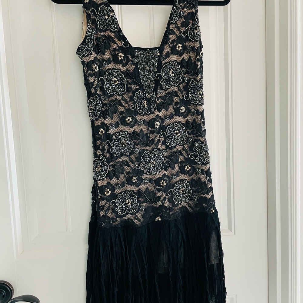 Free People La Maison black beaded dress! Worn once, sadly does not fit anymore